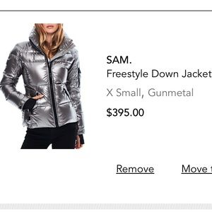 Sam New York gunmetal silver puffer metallic jacket down jacket Xs like new